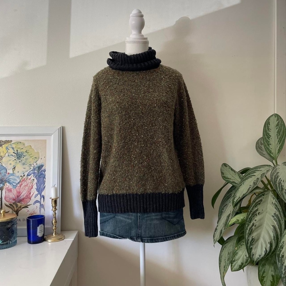 y2k forest fairy knit speckled sweater womens sz L green/grey boho whimsigoth